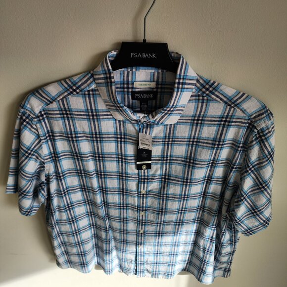 XXL Linen Cotton Shirt Blue Check White Multicolor Jos A Bank New Nwt Mens Size - Picture 15 of 17